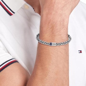 Ανδρικό βραχιόλι ατσάλινο Tommy Hilfiger 2790521 σε ασημί χρώμα μήκους 19cm.